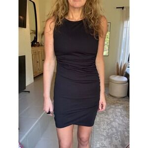Leith Nordstrom Black Sleeveless Ruched Bodycon Tulip Hem Mini Dress Small